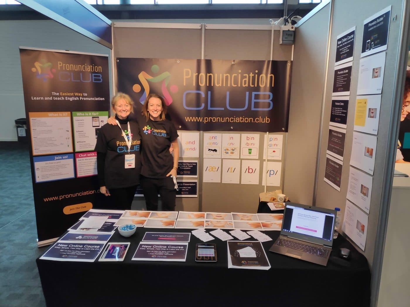 Marianne and Tracy Quinn at the Pronunciation Club stand